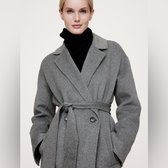 NWT Banana Republic Black Double Faced Wrap Coat Size Small Petite. - Picture 2 of 12